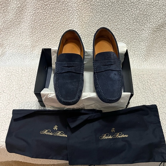 Brooks Brothers Dark Blue Suede Loafers - Picture 7 of 8